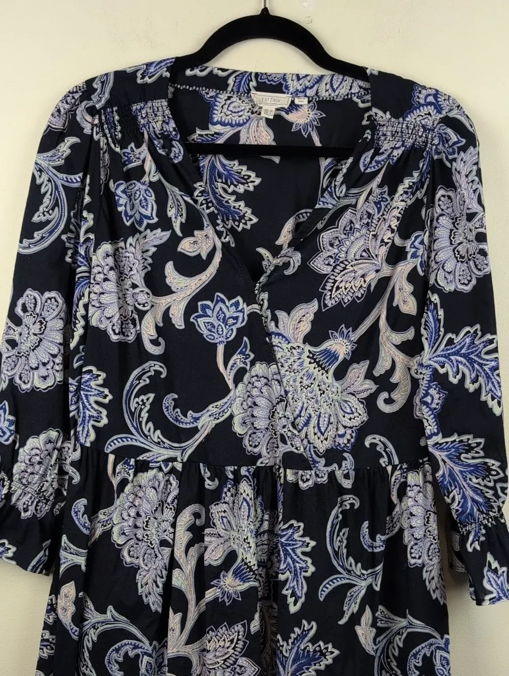 Fat Face Blue Maddox Palace Floral Dress Size 8 Cotton Comfy Easygoing